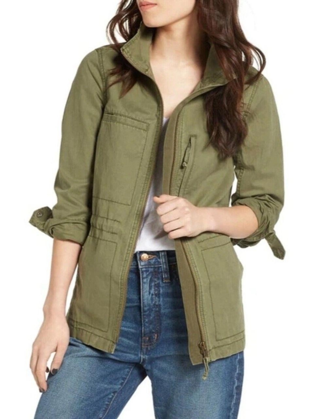 Madewell Olive Utility Jacket with Zip Front